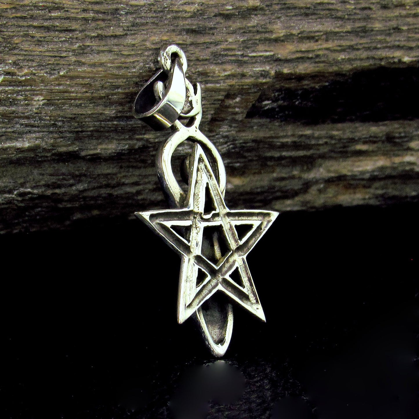 Solid 925 Sterling Silver Spiral Goddess Pentagram Pendant, Sacred Feminine Empowerment Symbol
