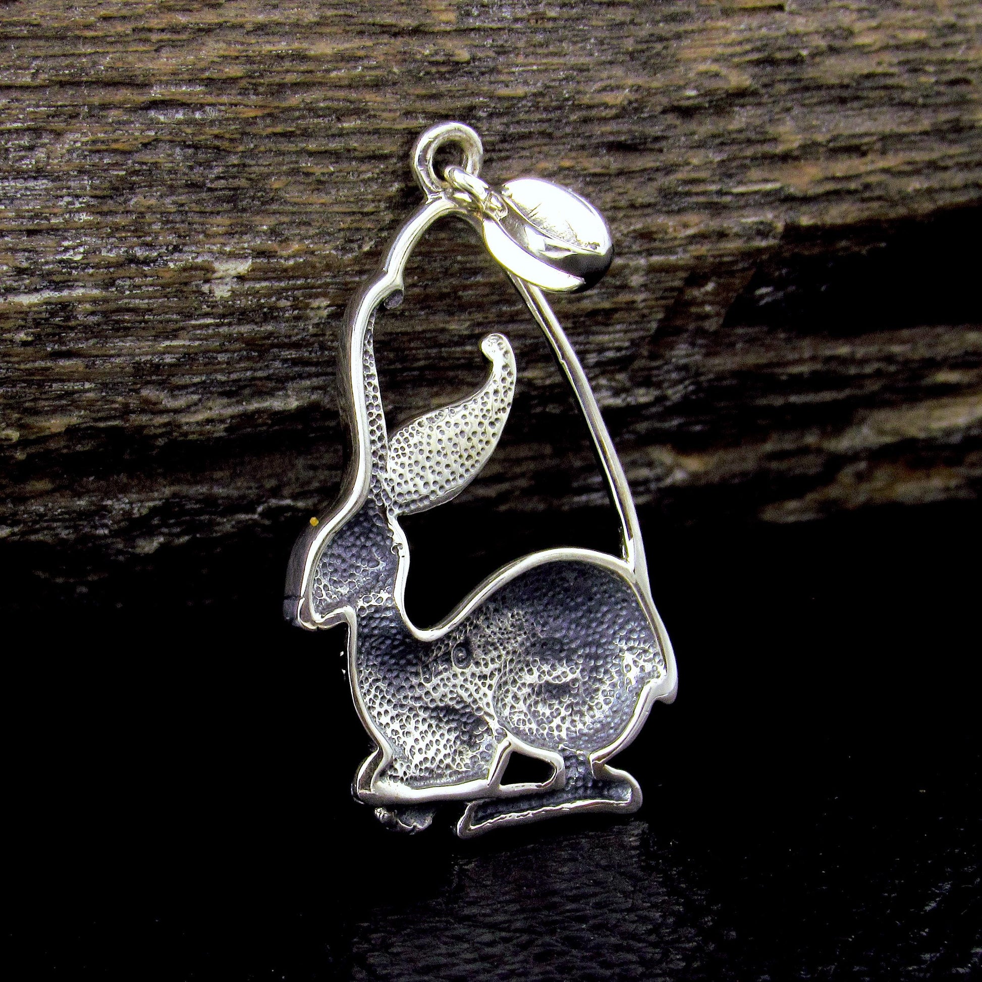 Solid 925 Sterling Silver Ostara Rabbit Goddess Pendant, Pagan Sacred Hare Spring Equinox Jewelry