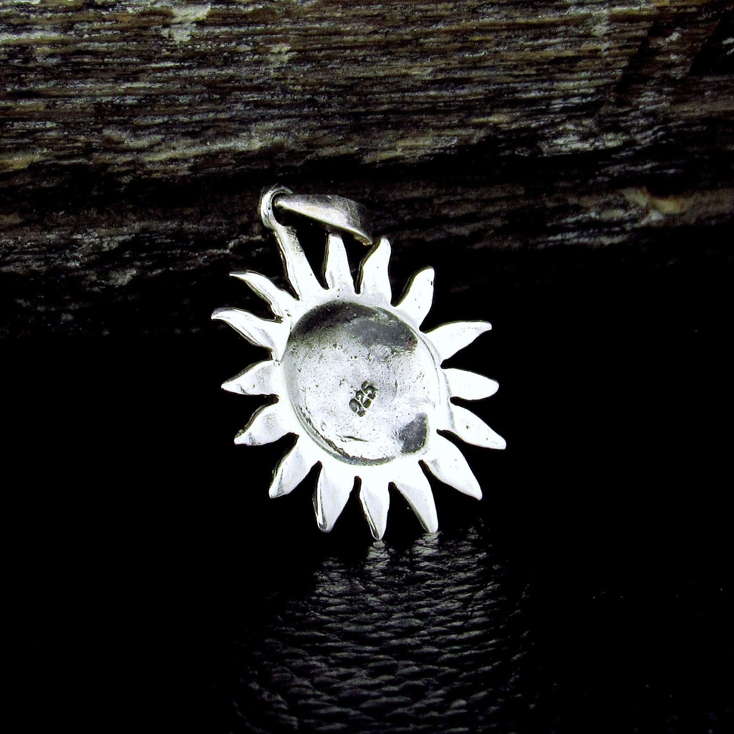 Solid 925 Sterling Silver Sun Face Pendant, Smiling Solar Rays Celestial Necklace Charm