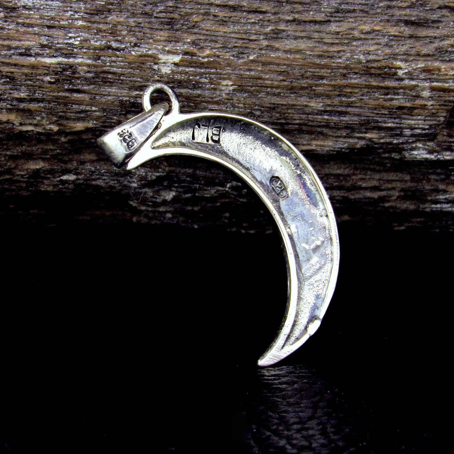 Solid 925 Sterling Silver Crescent Moon Pendant - Mystical Jewelry - Spiral Goddess Charm
