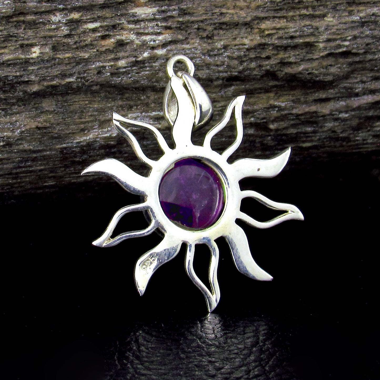 Solid 925 Sterling Silver Tree of Life Goddess Pentacle With Garnet, Amethyst, or Moonstone, Sun & Moon Amulet, Wiccan Pagan Magick Talisman