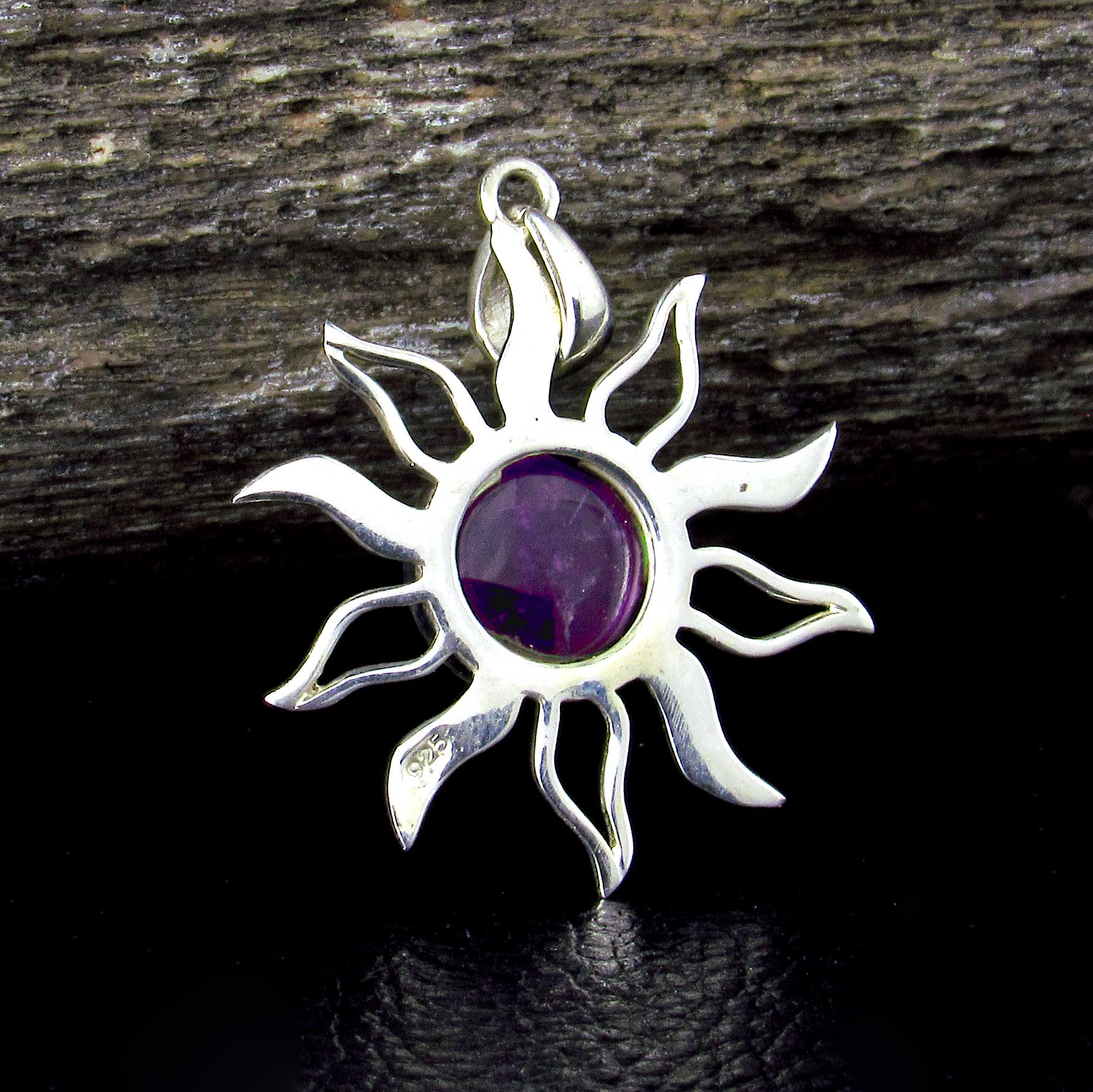 Solid 925 Sterling Silver Tree of Life Goddess Pentacle With Garnet, Amethyst, or Moonstone, Sun & Moon Amulet, Wiccan Pagan Magick Talisman