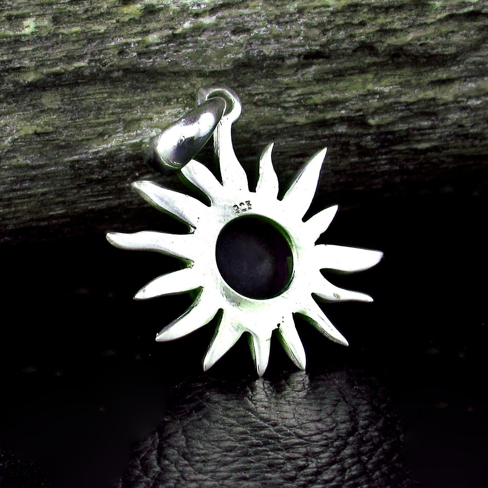 Solid 925 Sterling Silver Sun Pendant – Amethyst, Labradorite, or Rainbow Moonstone - Celestial Jewelry, Gemstone Charm Necklace Pendant