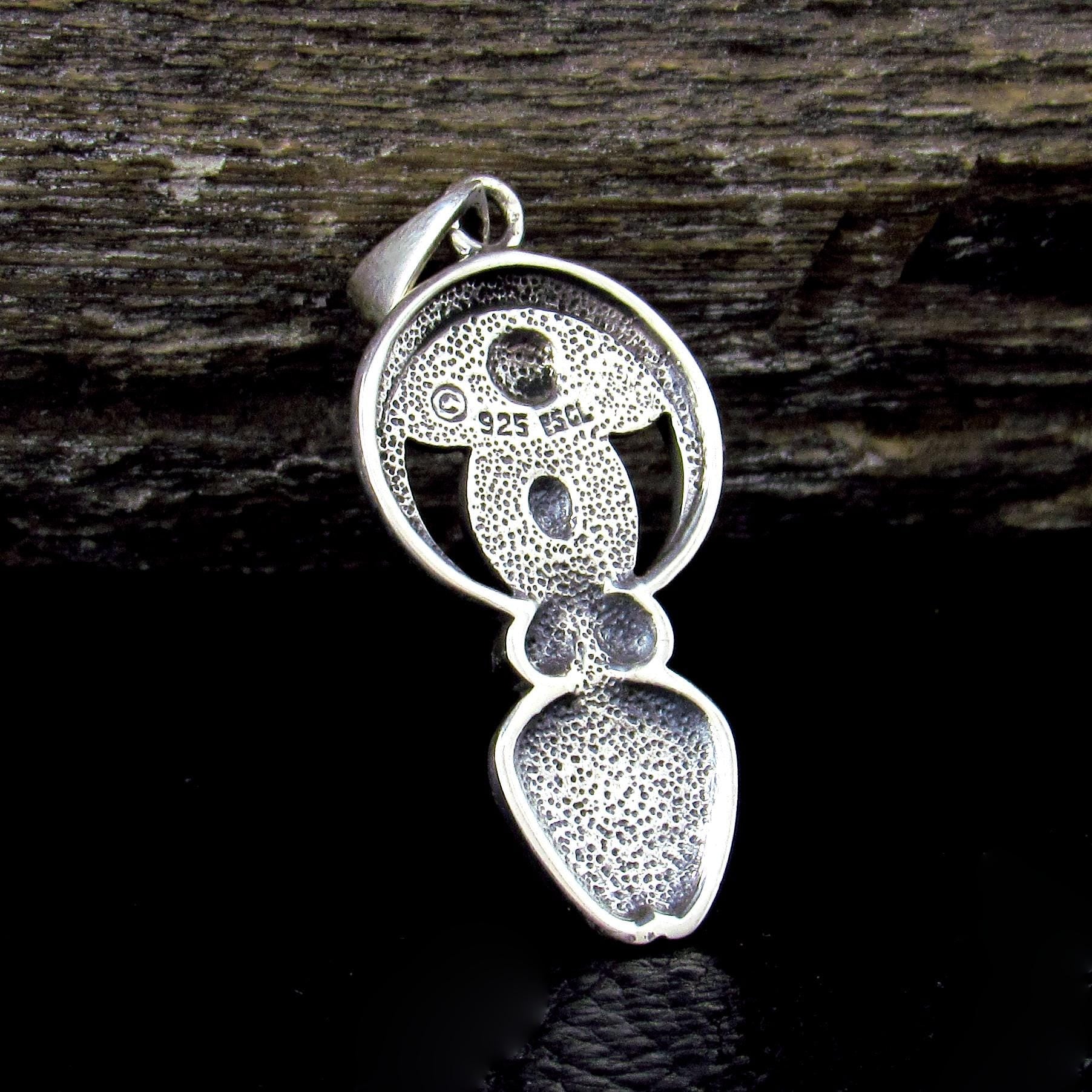 Solid 925 Sterling Silver Spiral Goddess Pendant – Moon & Stars Feminine Amulet