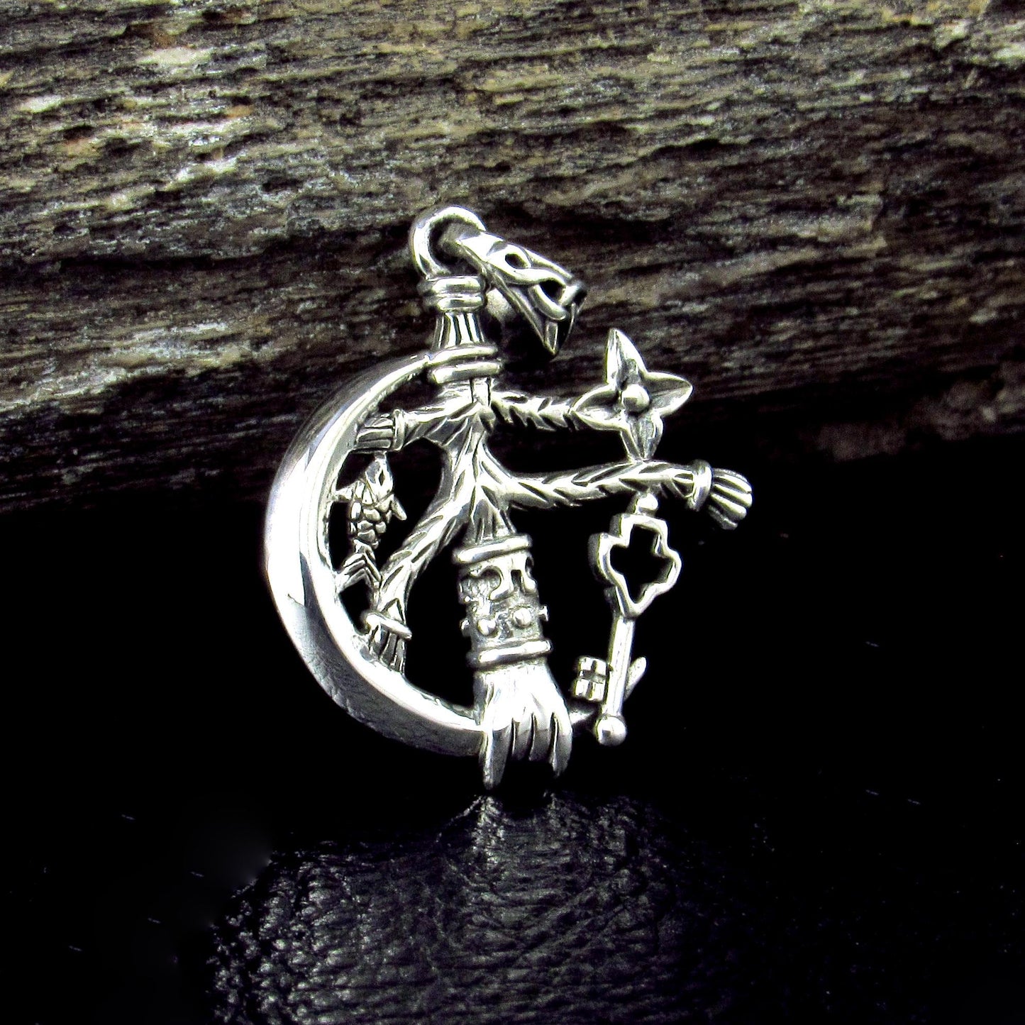 Solid 925 Sterling Silver Magickal Cimaruta Witch Charm Pendant, Pagan Protection Talisman