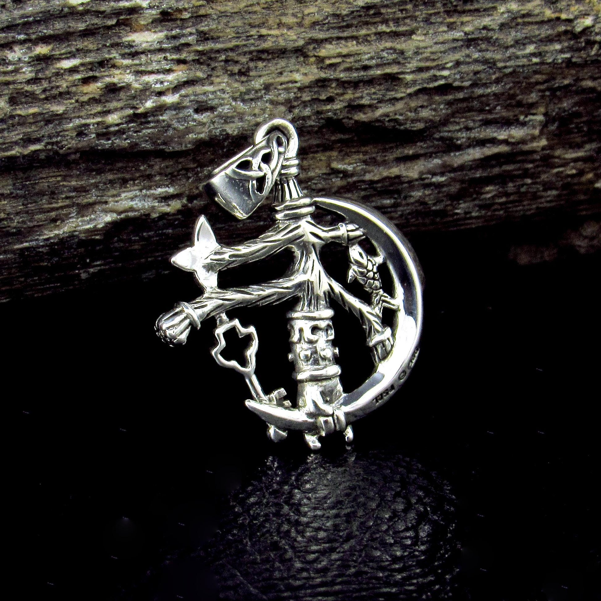 Solid 925 Sterling Silver Magickal Cimaruta Witch Charm Pendant, Pagan Protection Talisman