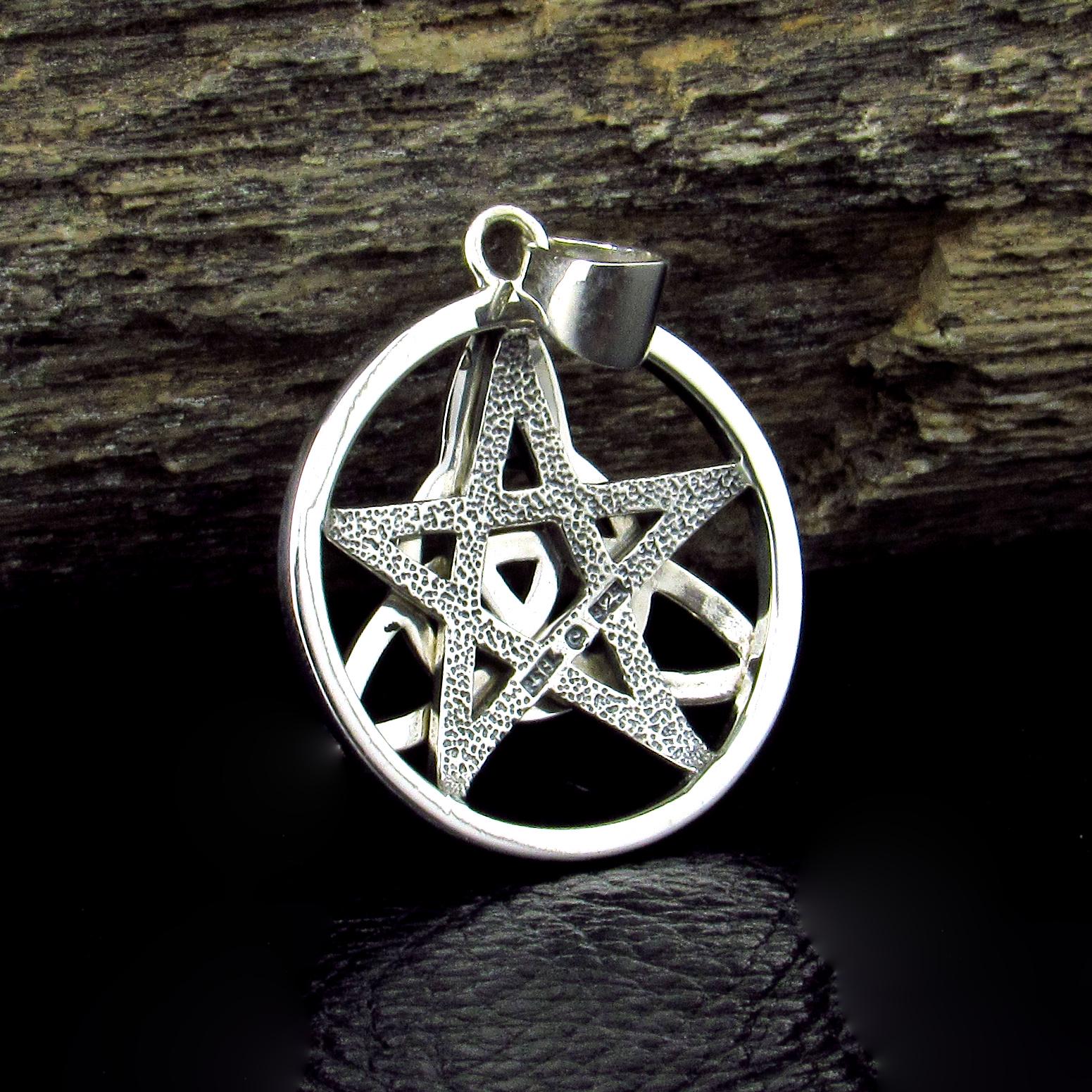 Solid 925 Sterling Silver Druid Amulet, Celtic Trinity Knot & Pentagram Star Pendant, Magical Protection and Wisdon Talisman