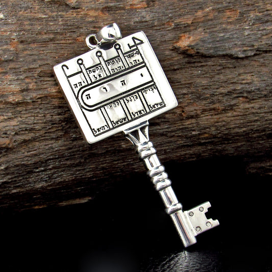 Solid 925 Sterling Silver King Solomon Seals Path Clearing Key Pendant – Handcrafted Kabbalah Amulet, Spiritual Protection Talisman Jewelry