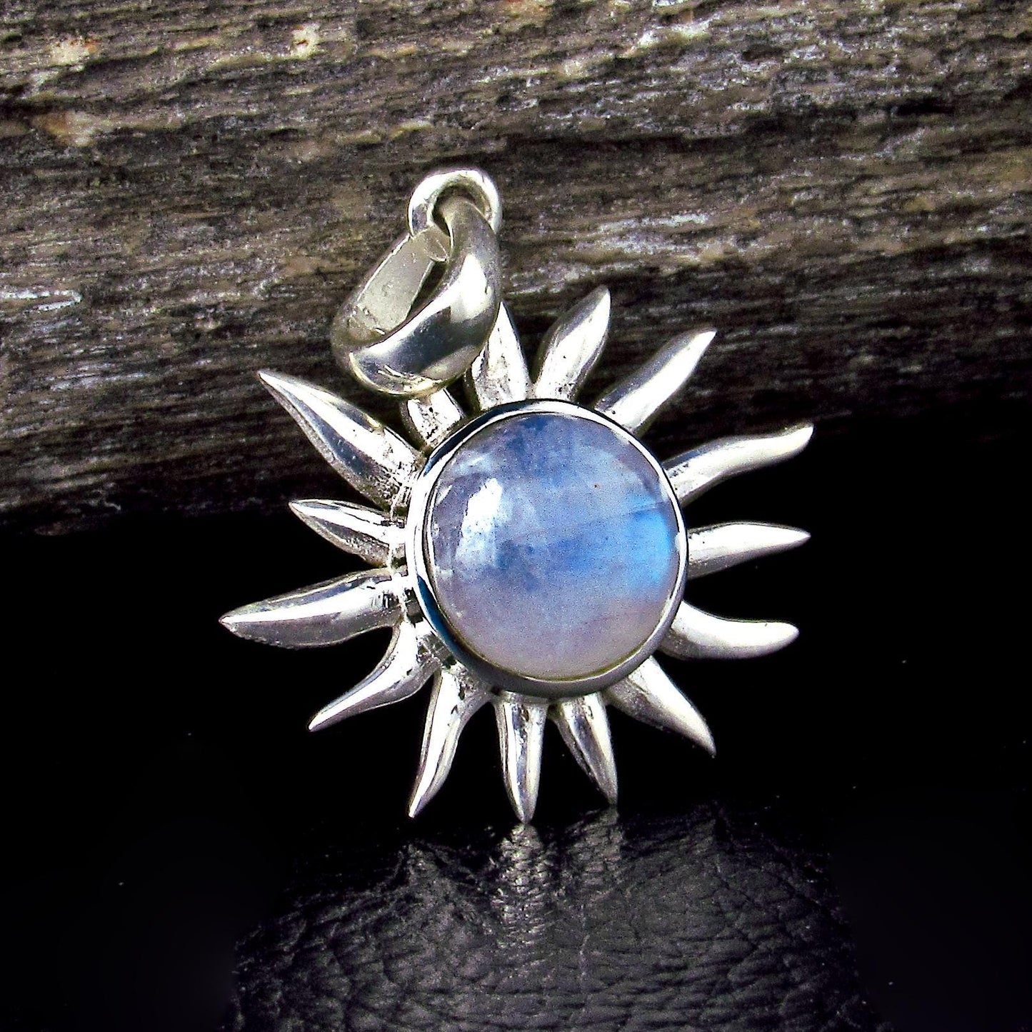 Solid 925 Sterling Silver Sun Pendant – Amethyst, Labradorite, or Rainbow Moonstone - Celestial Jewelry, Gemstone Charm Necklace Pendant