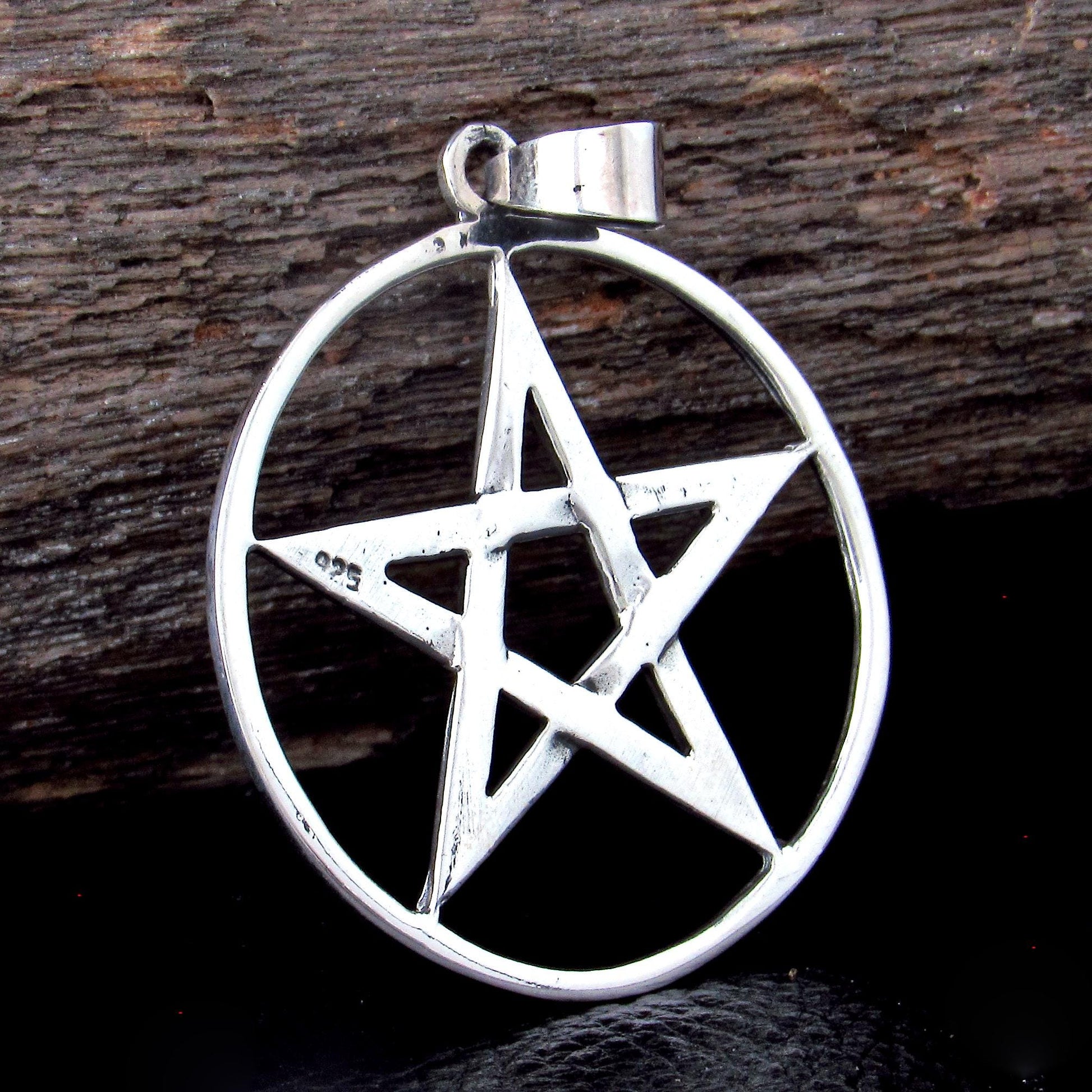 Solid 925 Sterling Silver Classic Pentacle Pendant – Wiccan Protection Pentagram, Pagan Witchcraft Talisman Jewelry