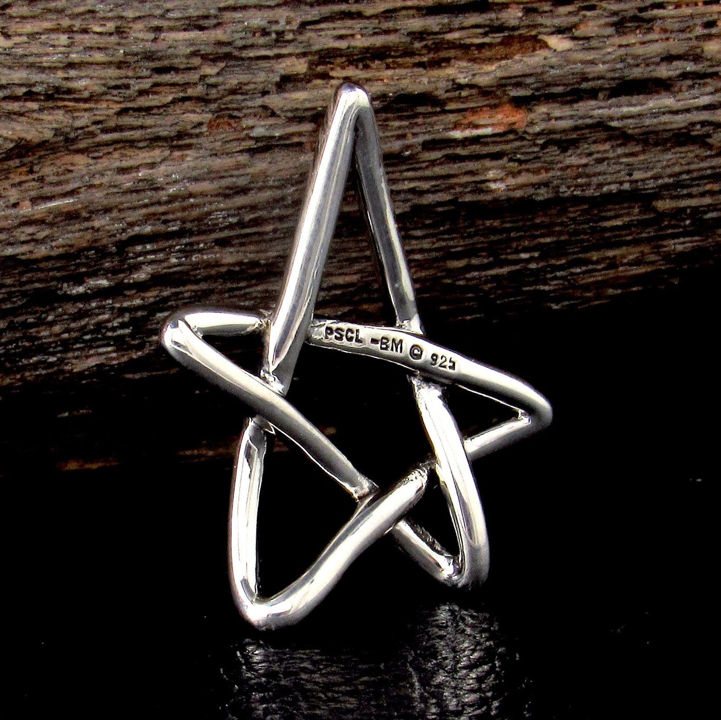 Solid 925 Sterling Silver Free Form Pentagram Pendant, Handcrafted Abstract Pagan Star, Wicca Magick Symbol, Whimsical Witchy Jewelry