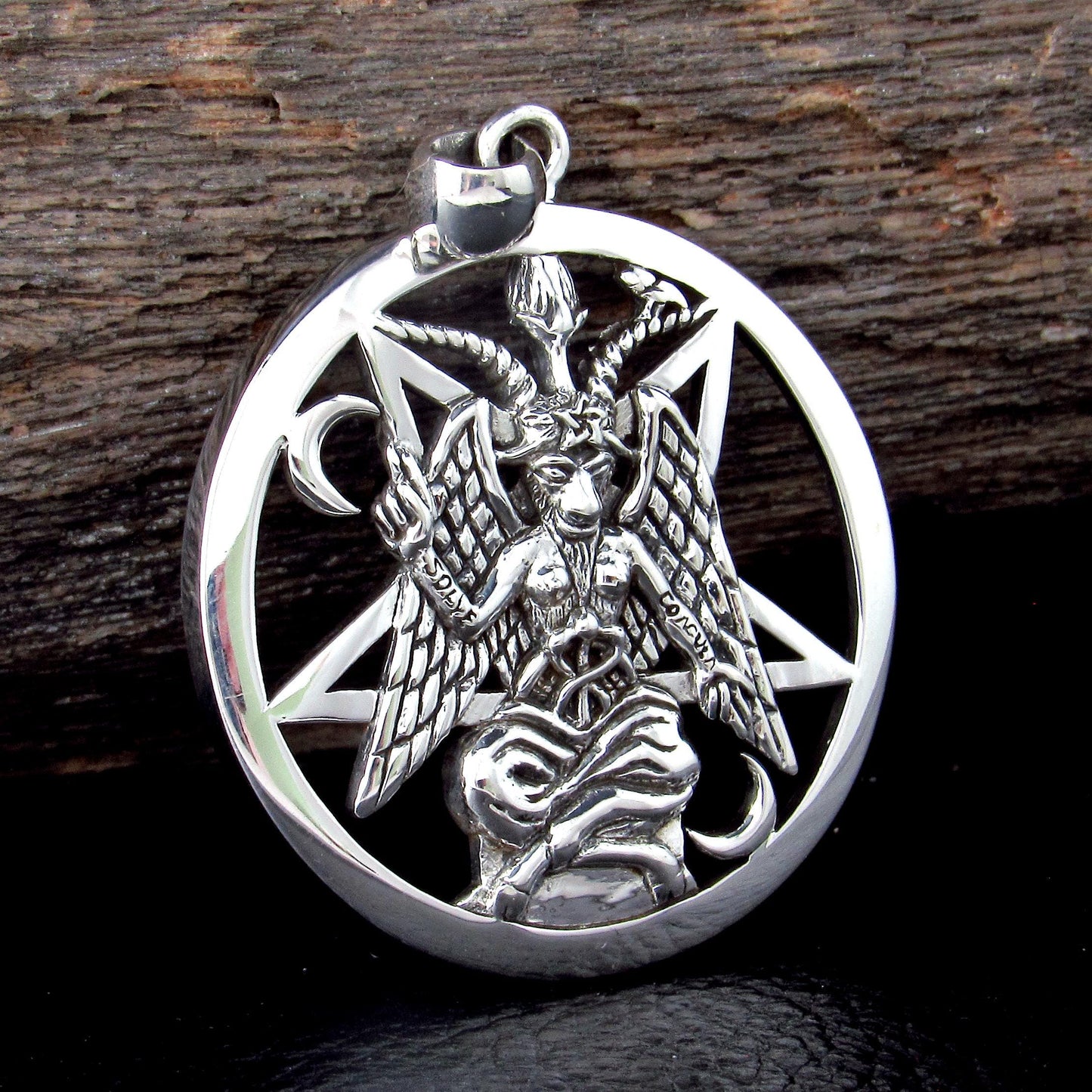 Baphomet Pentacle Pendant / Solid 925 Sterling Silver / Occult Goat Head Sigil Jewelry, Satanic Pagan & Wiccan Symbol Necklace Talisman