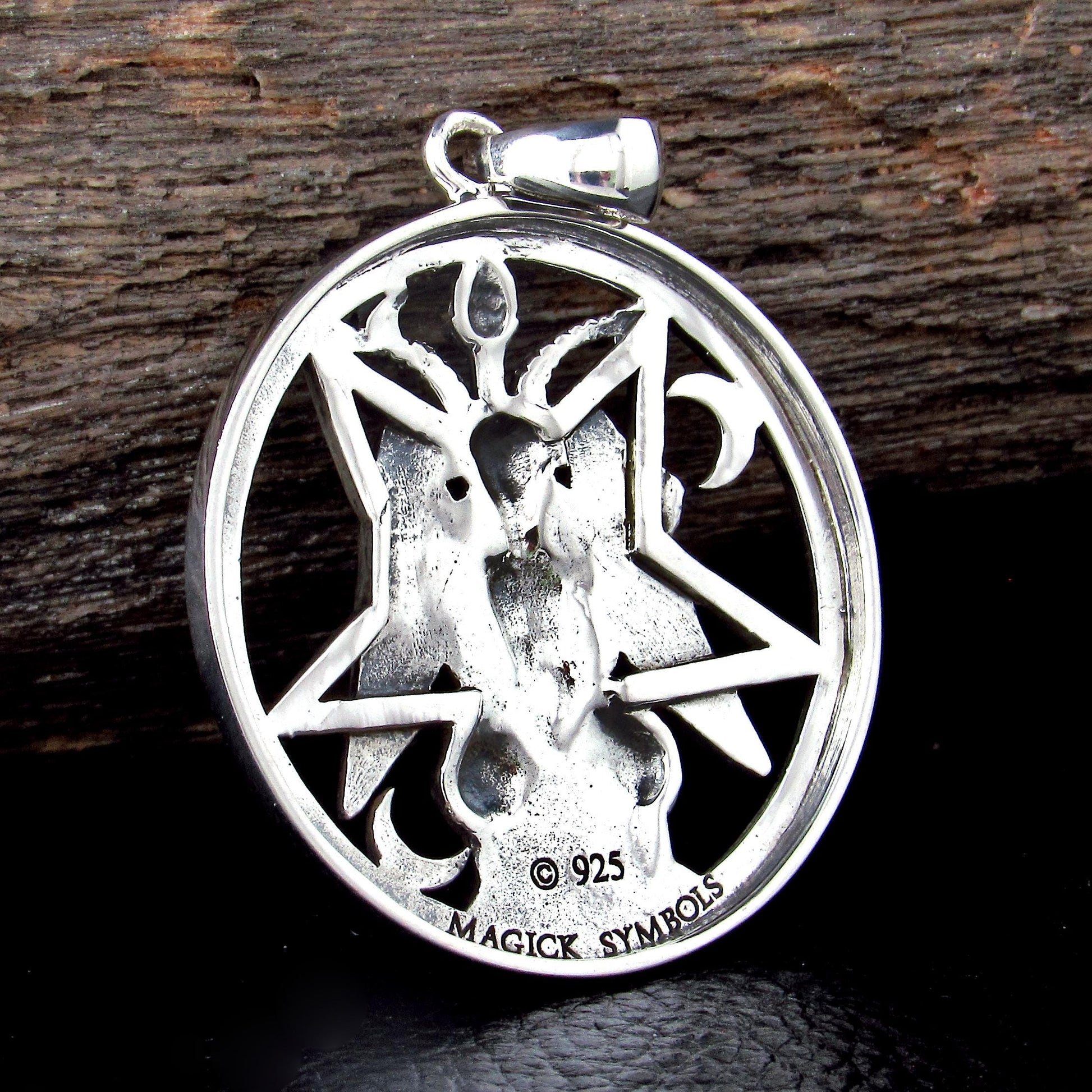 Baphomet Pentacle Pendant / Solid 925 Sterling Silver / Occult Goat Head Sigil Jewelry, Satanic Pagan & Wiccan Symbol Necklace Talisman