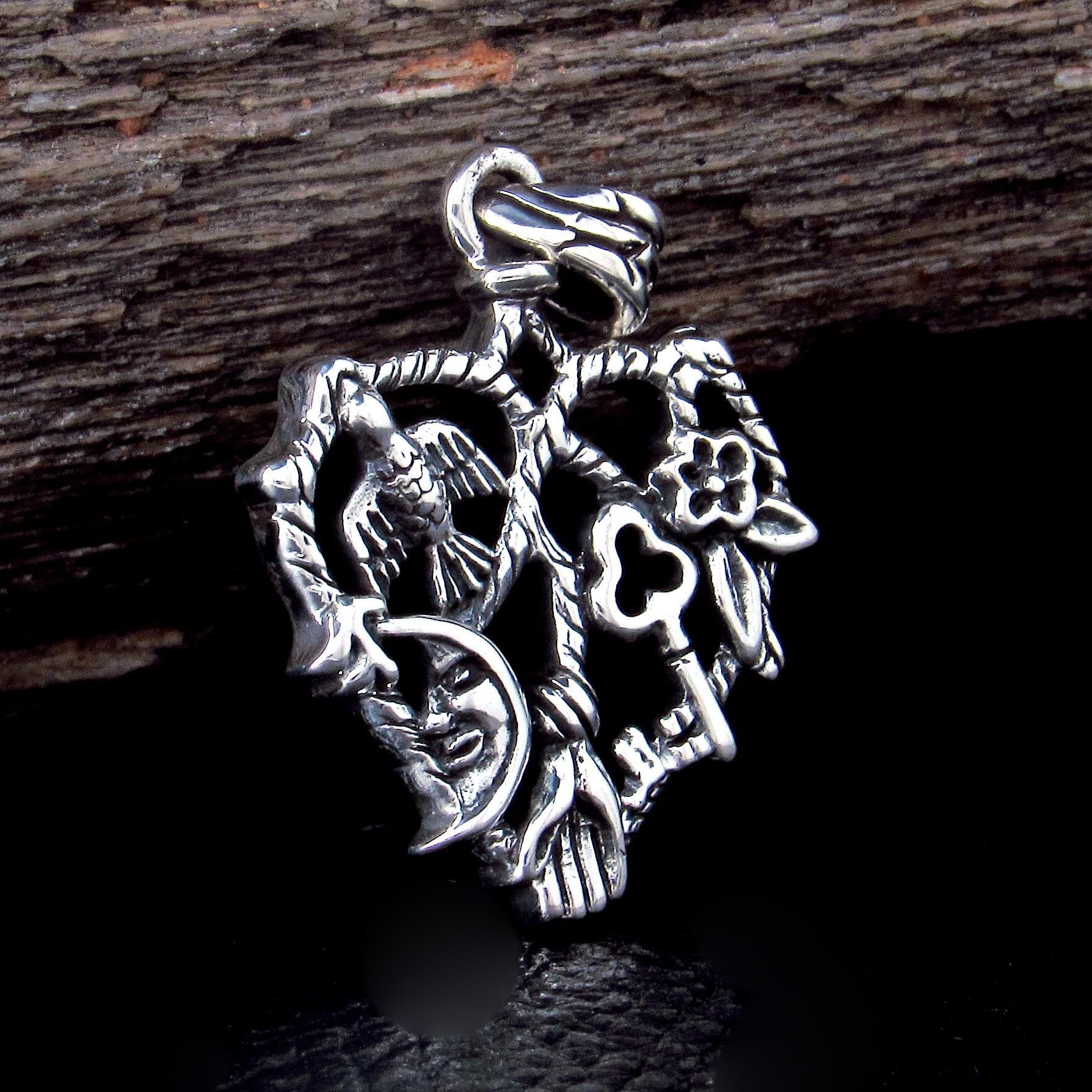 Solid 925 Sterling Silver Cast Your Cimaruta Italian Witch Pendant, Handcrafted Neopagan Magick Amulet, Wiccan Talisman, Witchy Gift Idea