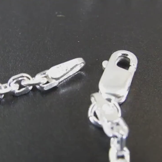 2.7MM Solid 925 Sterling Silver Anchor Link Chain, Italian Cable Chain Bracelet or Necklace, Nautical Jewelry for Men & Women, Made in Italy