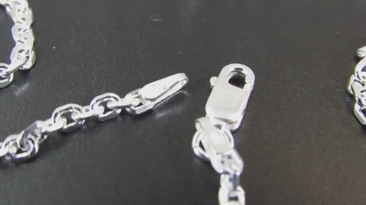 2.7MM Solid 925 Sterling Silver Anchor Link Chain, Italian Cable Chain Bracelet or Necklace, Nautical Jewelry for Men & Women, Made in Italy