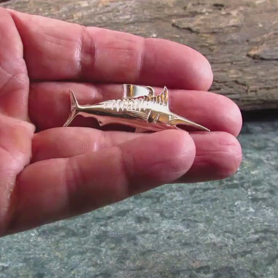 Solid 925 Sterling Silver Swordfish Marlin Pendant, Nautical Ocean Fish Jewelry, Big Game Fishing Charm, Sea Life Beach Gift for Men