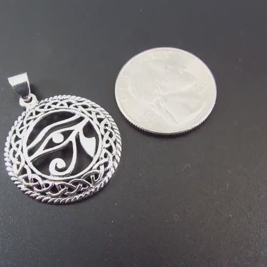Solid 925 Sterling Silver Eye of Horus Pendant – Celtic Protection Necklace Pendant, Egyptian Amulet, Third Eye Jewelry, Symbol of Wisdom