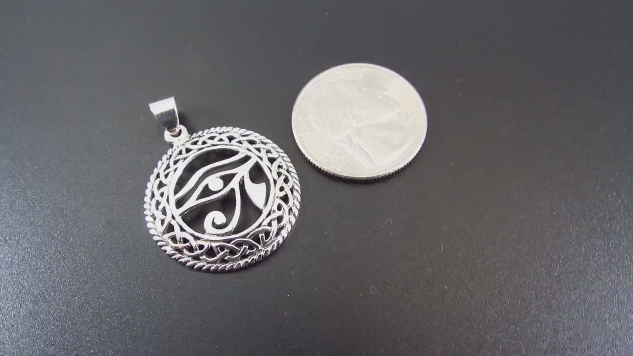Solid 925 Sterling Silver Eye of Horus Pendant – Celtic Protection Necklace Pendant, Egyptian Amulet, Third Eye Jewelry, Symbol of Wisdom