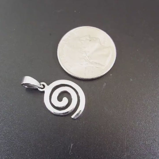 Solid 925 Sterling Silver Small Celtic Swirl Charm, Boho Spiral Necklace Pendant, Sleek & Minimalist Jewelry for Women, Handcrafted Gift