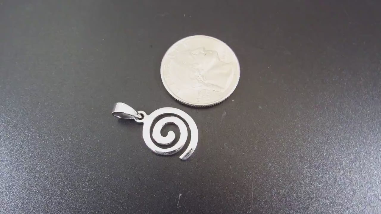 Solid 925 Sterling Silver Small Celtic Swirl Charm, Boho Spiral Necklace Pendant, Sleek & Minimalist Jewelry for Women, Handcrafted Gift