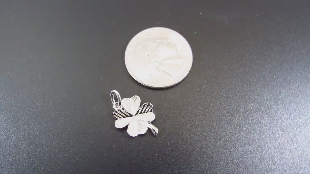 Solid 925 Sterling Silver 4 Leaf Clover Pendant, Four Leaf Clover Charm, Lucky Clover Jewelry, Floral Flower Jewelry, Good Luck Charm