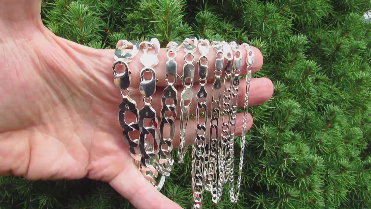 Figaro Link Bracelet Chain, Solid 925 Sterling Silver, Made in Italy, Unisex Italian Urban Jewelry, Chunky and Dainty Sizes for Men & Women