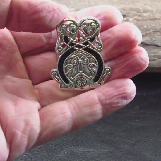 Viking Borre Courtship Pendant | Solid 925 Sterling Silver, Courtney Davis Design | Norse Pagan Amulet | Unisex Celtic Knotwork Jewelry