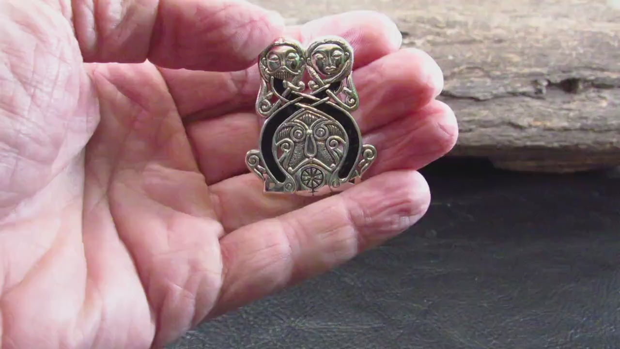 Viking Borre Courtship Pendant | Solid 925 Sterling Silver, Courtney Davis Design | Norse Pagan Amulet | Unisex Celtic Knotwork Jewelry