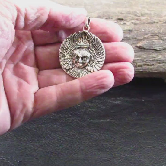 Solid 925 Sterling Silver Ariel Bird Goddess Pendant – Oberon Zell Mythical Winged Pagan Amulet