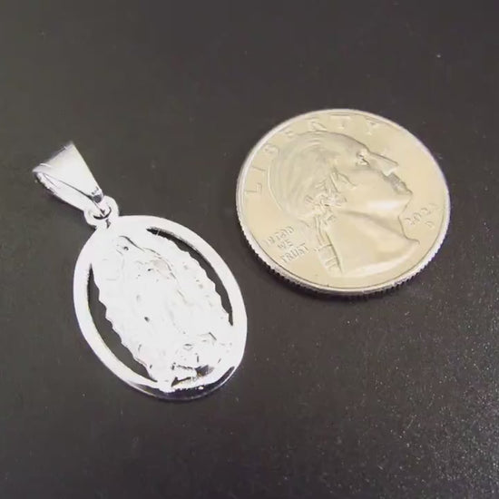 Solid 925 Sterling Silver Virgin Mary Pendant – Our Lady of Guadalupe Necklace Medal, Religious Jewelry, Catholic Charm, Spiritual Gift