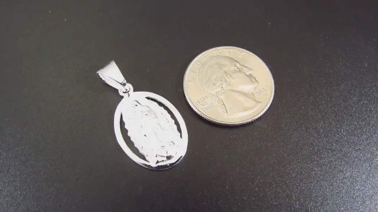 Solid 925 Sterling Silver Virgin Mary Pendant – Our Lady of Guadalupe Necklace Medal, Religious Jewelry, Catholic Charm, Spiritual Gift