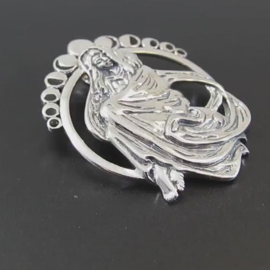 Solid 925 Sterling Silver Moon Phases Goddess Pendant, Lunar Cycle Astrology, Mickie Mueller Jewelry