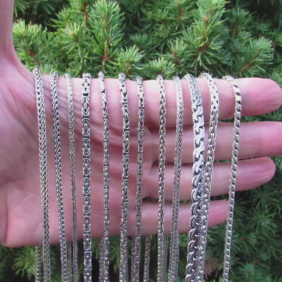 Solid 925 Sterling Silver Balinese Chains, Necklace or Bracelet – Handmade in Bali, Oxidized Unisex Jewelry, Unique Gift for Men & Women