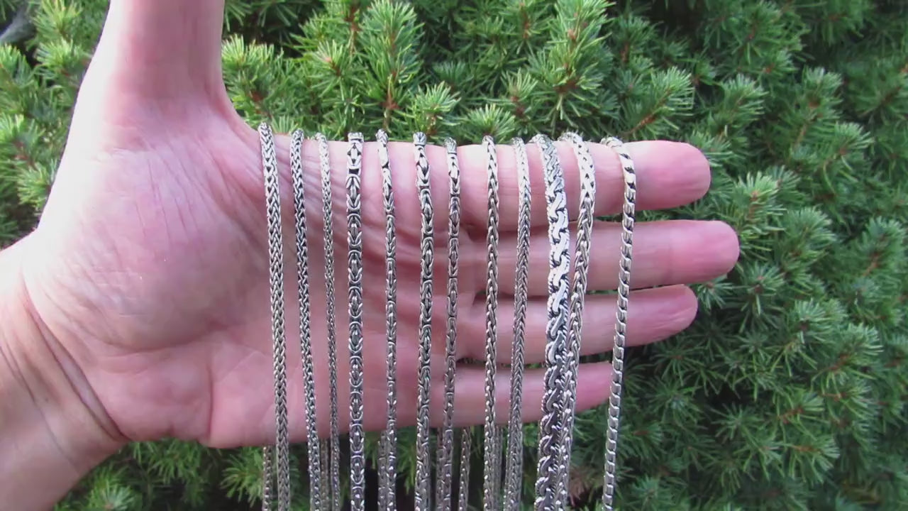 Solid 925 Sterling Silver Balinese Chains, Necklace or Bracelet – Handmade in Bali, Oxidized Unisex Jewelry, Unique Gift for Men & Women