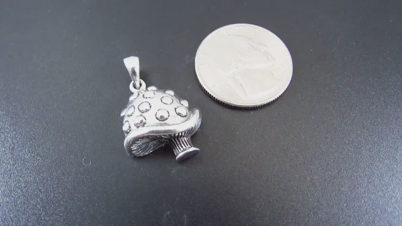 Solid 925 Sterling Silver Mushroom Pendant – Whimsical Toadstool Necklace Charm, Cottagecore Jewelry, Fantasy Forest Charm, Nature Gift