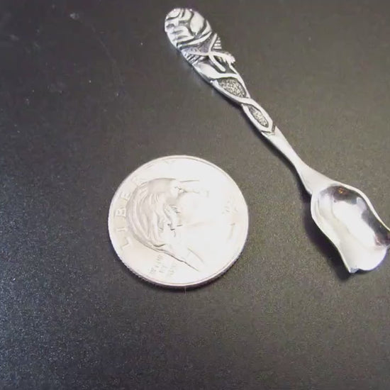 Solid 925 Sterling Silver Salt Spoon, Celtic Flatware, Viking Herb Scooper, Tiny Shovel for Salt, Handmade Spice & Small Condiemtn Scoop
