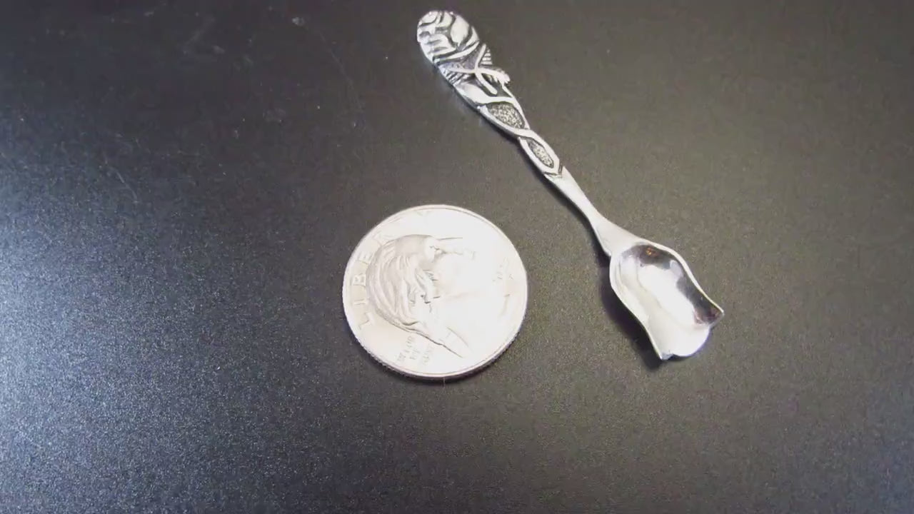 Solid 925 Sterling Silver Salt Spoon, Celtic Flatware, Viking Herb Scooper, Tiny Shovel for Salt, Handmade Spice & Small Condiemtn Scoop