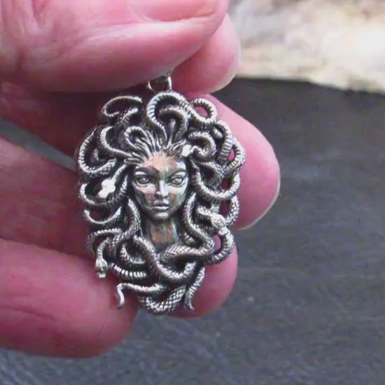 Solid 925 Sterling Silver Medusa Pendant – Greek Mythology Serpent Goddess Necklace Amulet, Gorgon Head Talisman, Gothic Warrior Jewelry