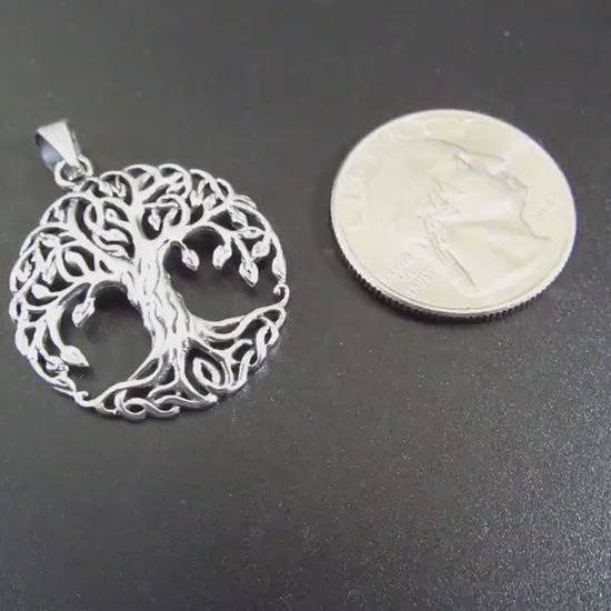 Solid 925 Sterling Silver Tree of Life Pendant – Celtic Knotwork Jewelry – Sacred Geometry Amulet – Norse Gift, Silver Nature Necklace Charm