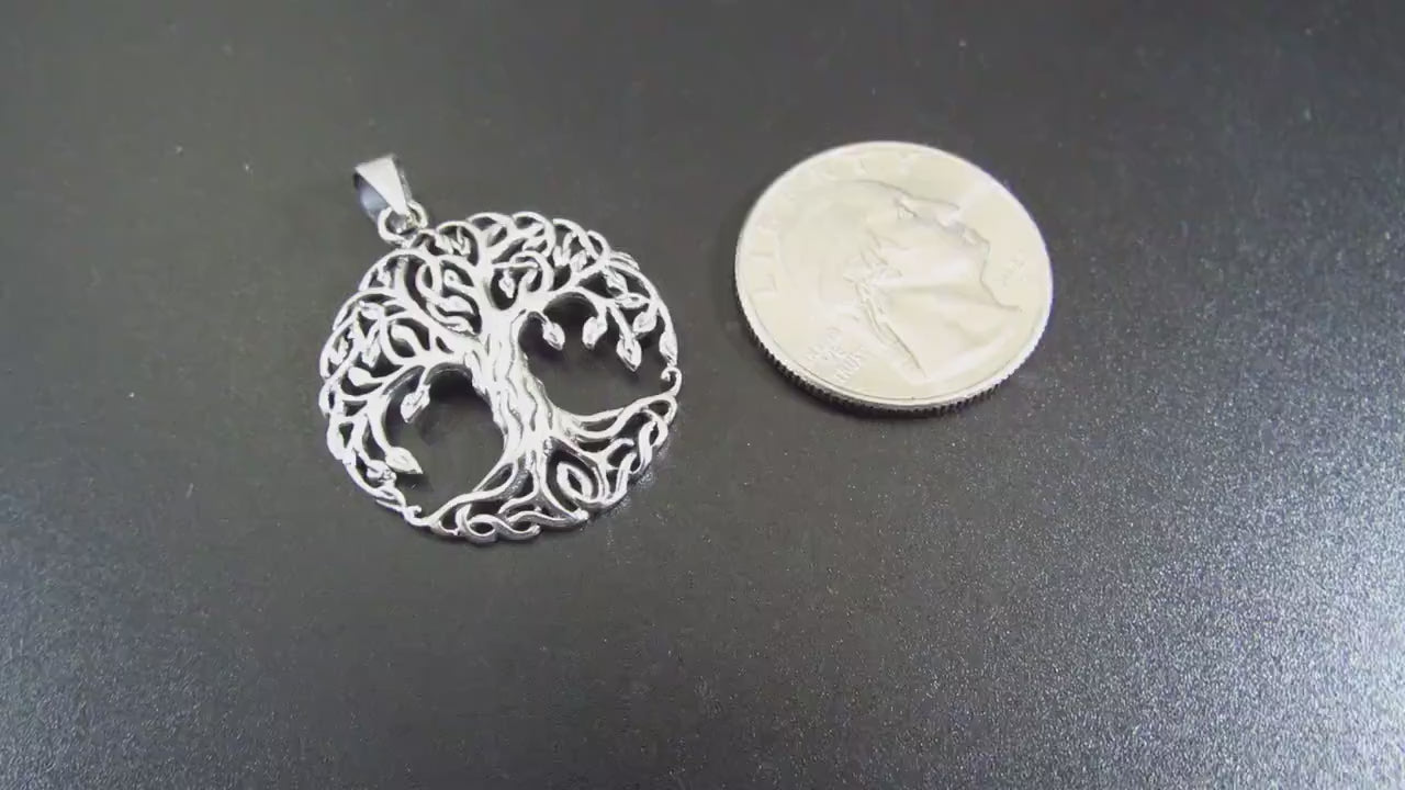 Solid 925 Sterling Silver Tree of Life Pendant – Celtic Knotwork Jewelry – Sacred Geometry Amulet – Norse Gift, Silver Nature Necklace Charm
