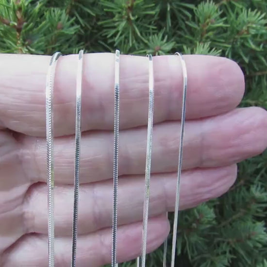 Solid 925 Sterling Silver Square Snake Chain, Feminine Minimalist Necklace for Women, Sleek & Modern Flexible Italian Jewelry for Pendants