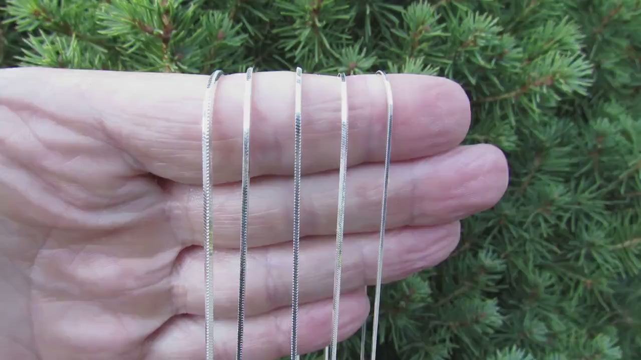 Solid 925 Sterling Silver Square Snake Chain, Feminine Minimalist Necklace for Women, Sleek & Modern Flexible Italian Jewelry for Pendants