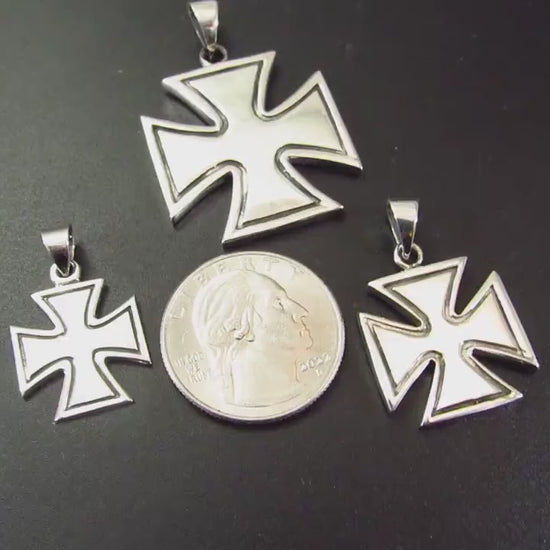 Solid 925 Sterling Silver Croix Pattee (Patty) Iron Cross Pendant Masonic Freemason Cross, Choose Small, Medium or Large