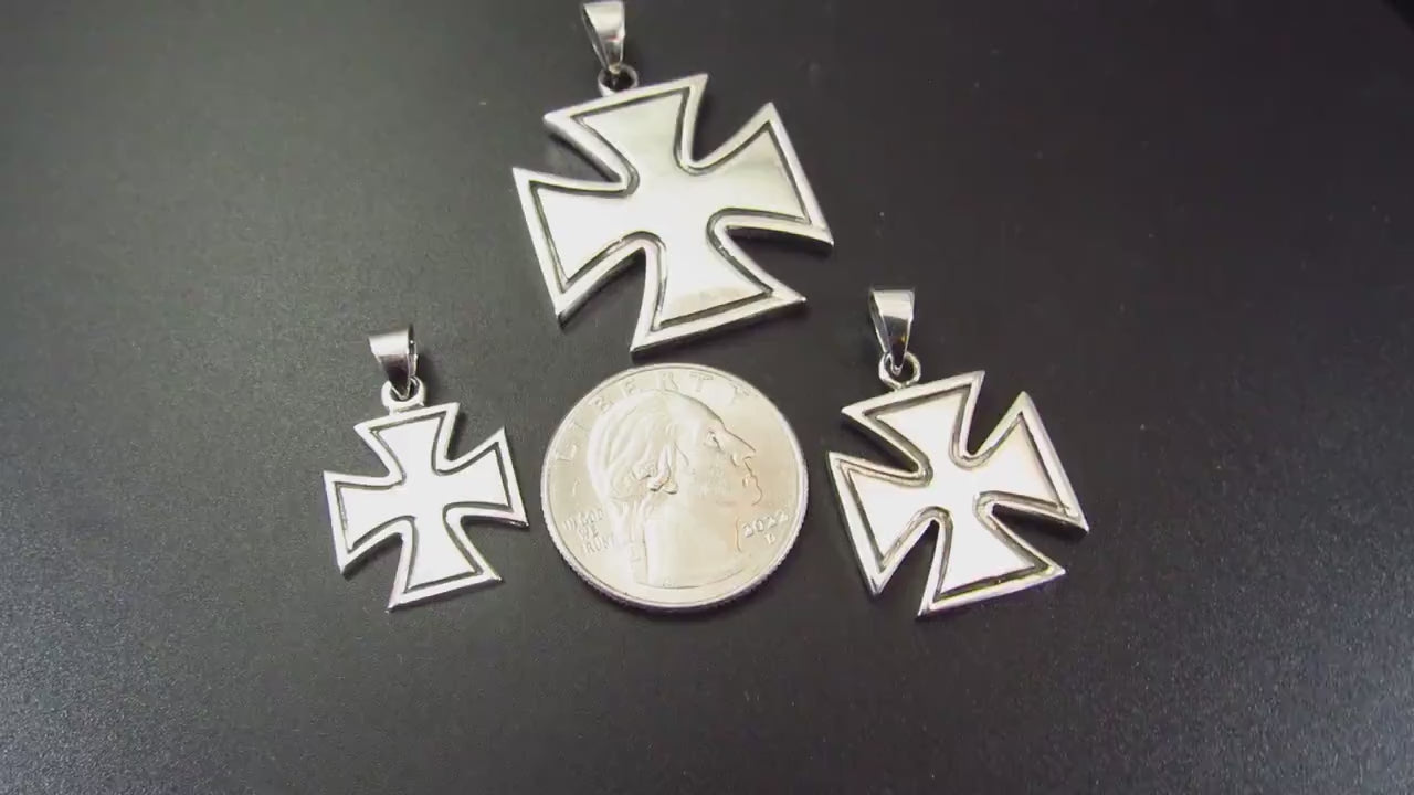 Solid 925 Sterling Silver Croix Pattee (Patty) Iron Cross Pendant Masonic Freemason Cross, Choose Small, Medium or Large