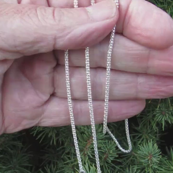 2MM Solid 925 Sterling Silver Adjustable Popcorn Chain, Slider Necklace for Pendants or Layering, Made in Italy, Minimalist 22" or 30" Chain