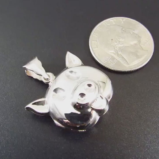 Solid 925 Sterling Silver Pig Locket – Handcrafted Animal Locket Pendant – Farm Animal Jewelry – Cute Pig Charm with Hidden Compartment