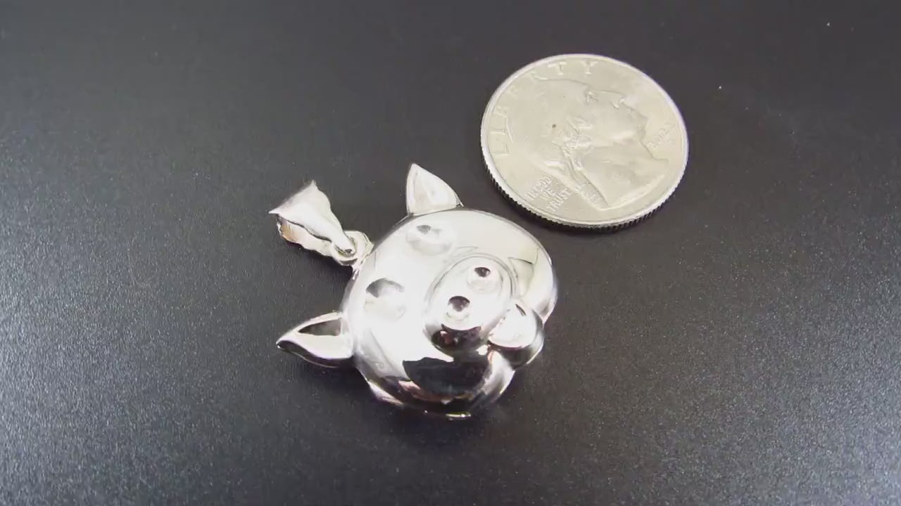 Solid 925 Sterling Silver Pig Locket – Handcrafted Animal Locket Pendant – Farm Animal Jewelry – Cute Pig Charm with Hidden Compartment
