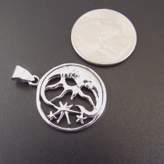 Solid 925 Sterling Silver Crescent Moon Face Pendant, Celestial Stars Amulet, Astrology Jewelry