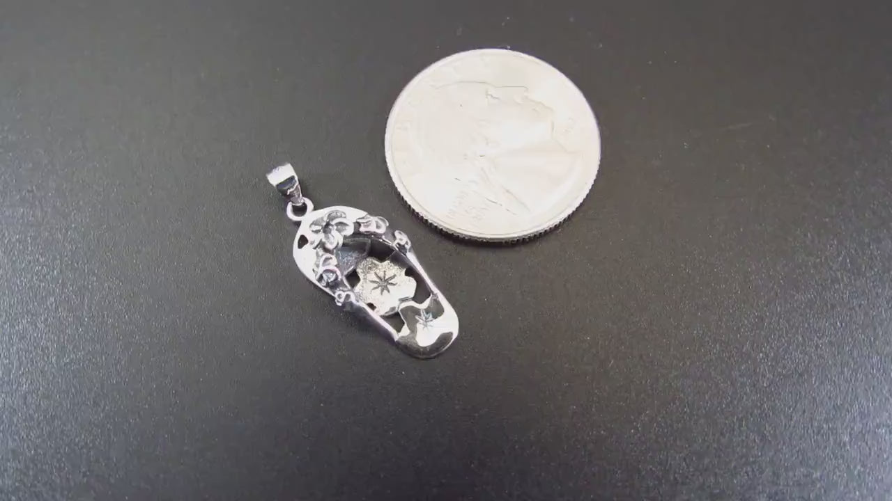 Solid 925 Sterling Silver Sand Dollar Flip Flop Pendant – Handcrafted Beach Jewelry, Ocean Lover Gift for Beachcomber, Nautical Charm